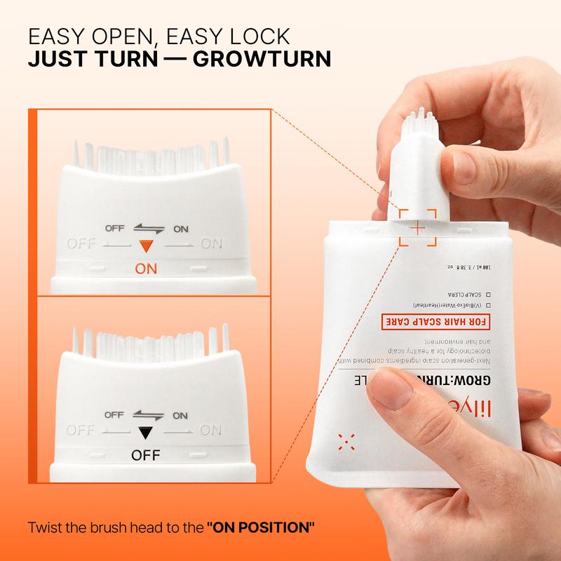 Growturn Anti Hair Fall & Scalpturn Anti Sebum Scalp Ampoule Duo | Built-In Brush Hair Growth Serum For Thinning Hair & Oily Scalp