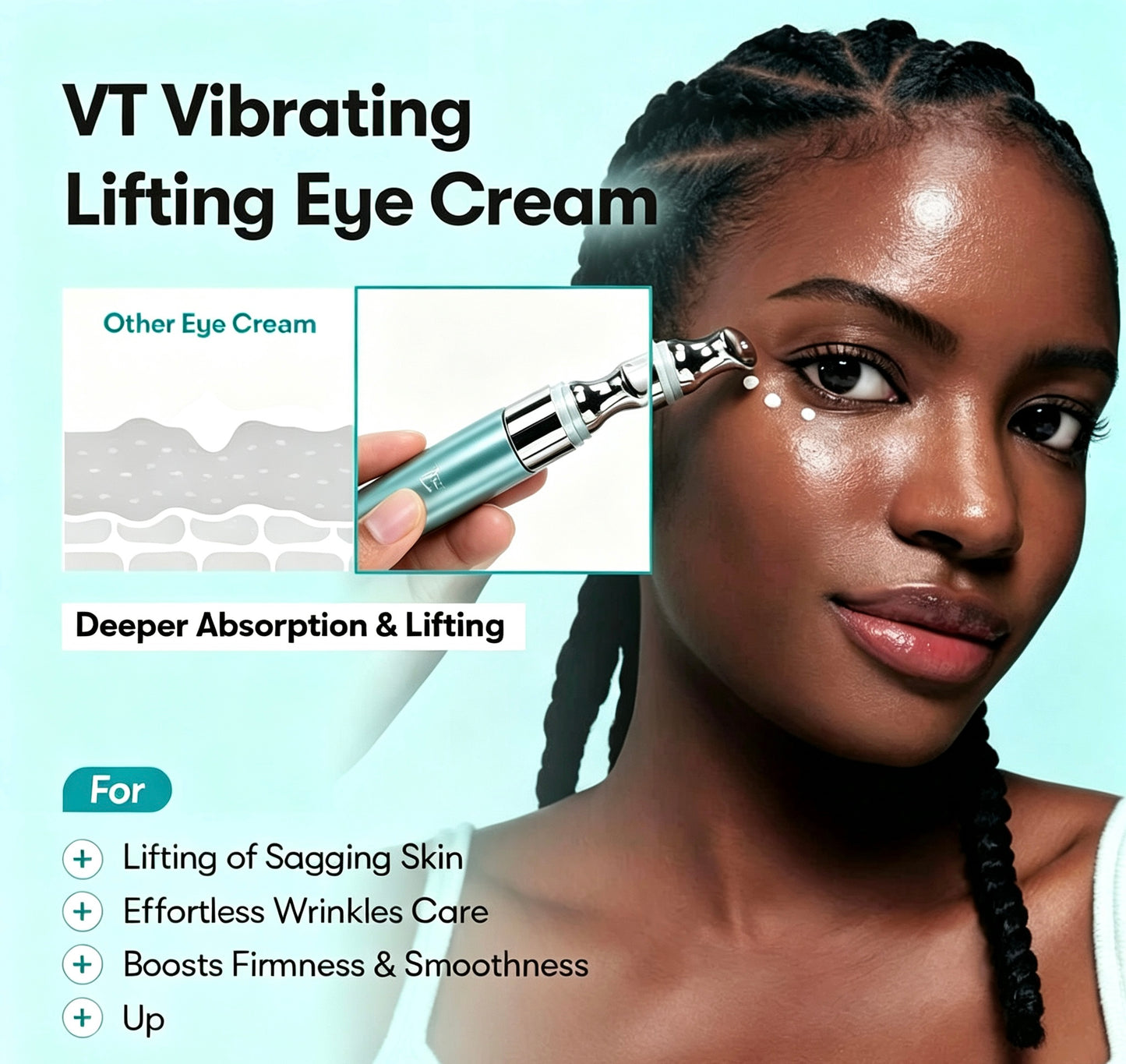 PDRN Peptide & Collagen Micro-Infusion Eye Cream with Sonic Massager | Anti-Wrinkle & Firming Care