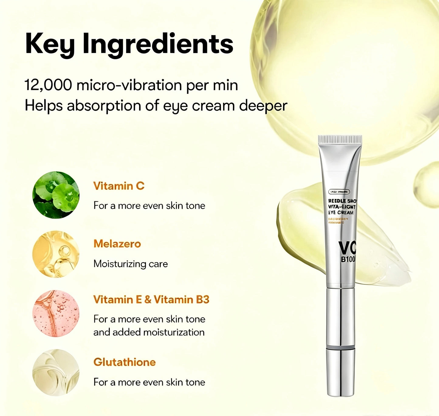 PDRN Peptide & Collagen Micro-Infusion Eye Cream with Sonic Massager | Anti-Wrinkle & Firming Care