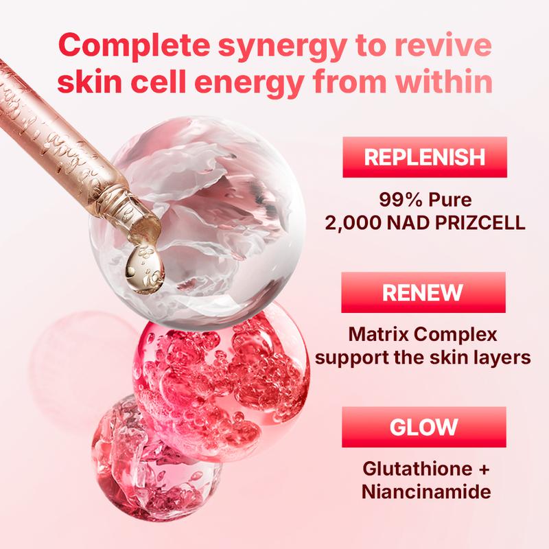 Cell Energy Booster Duo - Brightening Firming Hydrating Korean Serum & Cream with NAD, Niacinamide & Glutathione