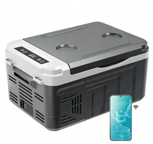 12‑Quart 12V Portable Car Refrigerator, Bluetooth Enabled Electric Cooler Freezer for Car, RV, Camping & Road Trips